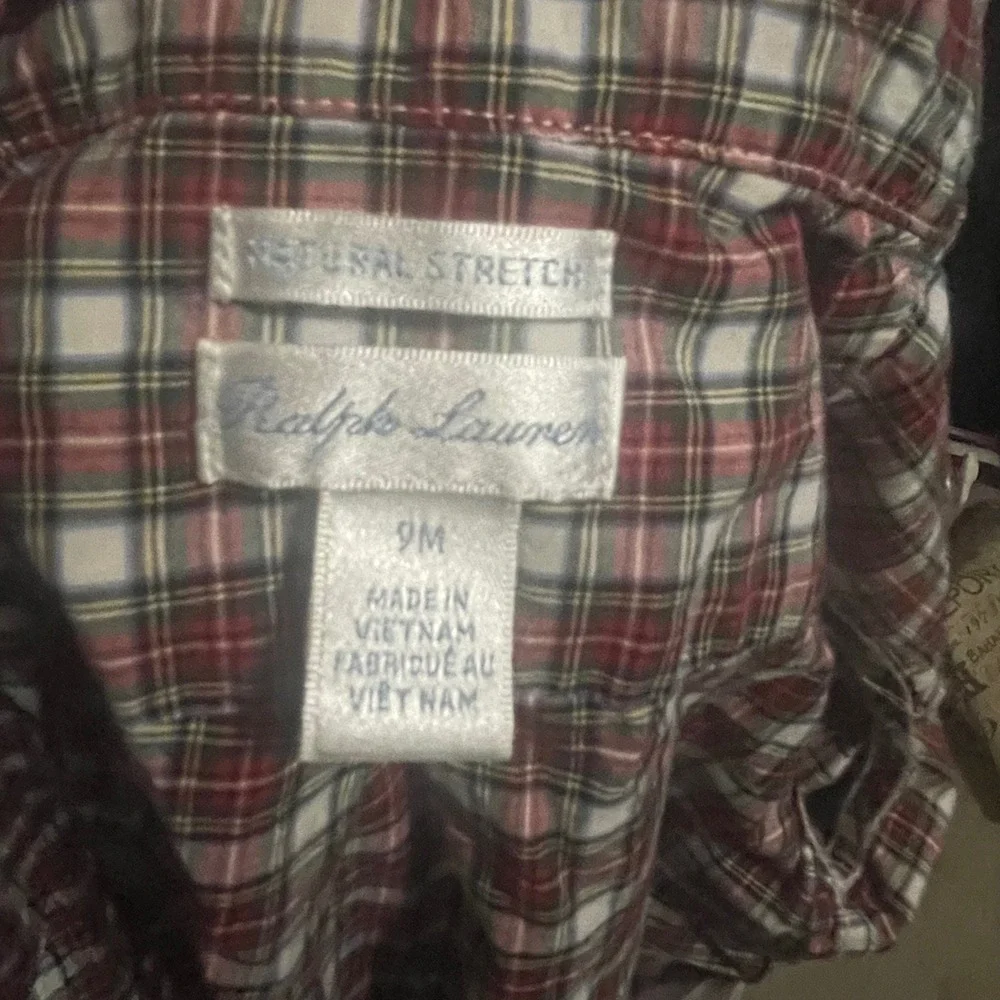 Ralph Lauren Kids Red‎ Plaid Button Down Shirt Natural Stretch Logo 9M